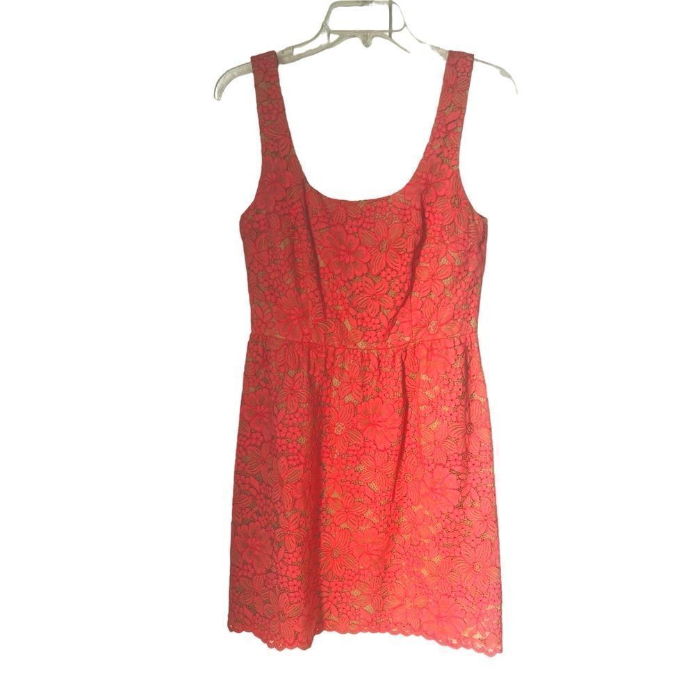 Trina Turk Gaviota Coral Lace Sleeveless Dress sz 4 - Picture 7 of 11